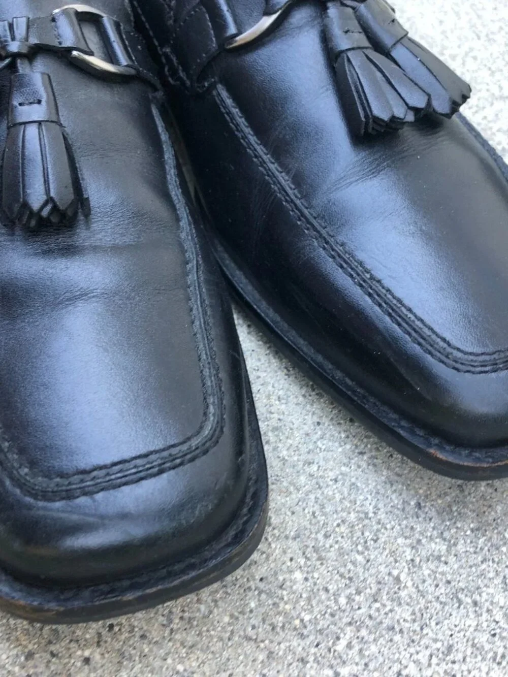 BASS Flex Loafers Dress Shoes Men's 9.5 M Black Leather Slip On Turnout